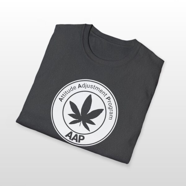 attitude adjustment program clear white badge 420 tee