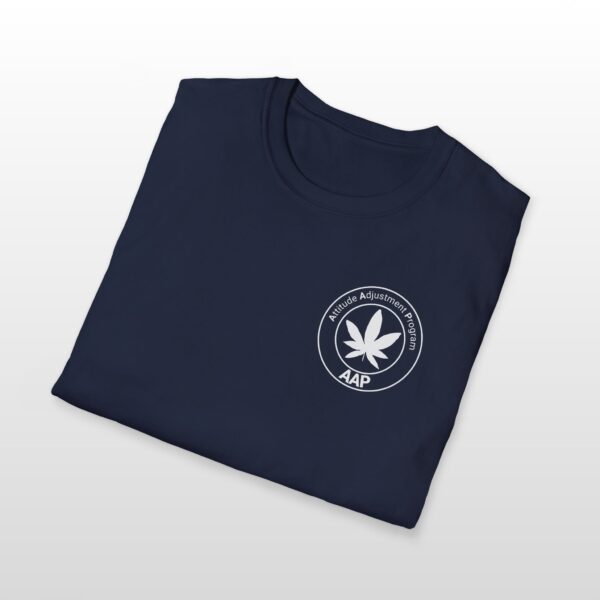 attitude adjustment program aap white pocket badge 420 tee