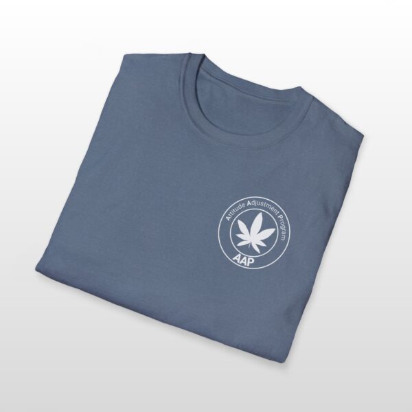 attitude adjustment program aap white pocket badge 420 tee