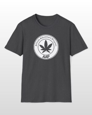 attitude adjustment program clear white badge 420 tee