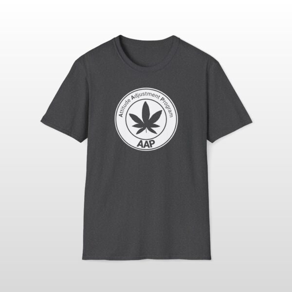 attitude adjustment program clear white badge 420 tee