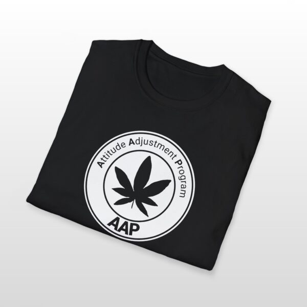 attitude adjustment program clear white badge 420 tee