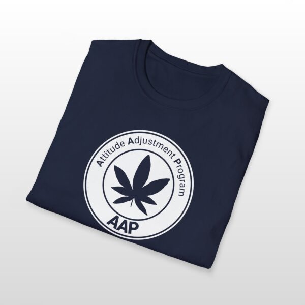 attitude adjustment program clear white badge 420 tee