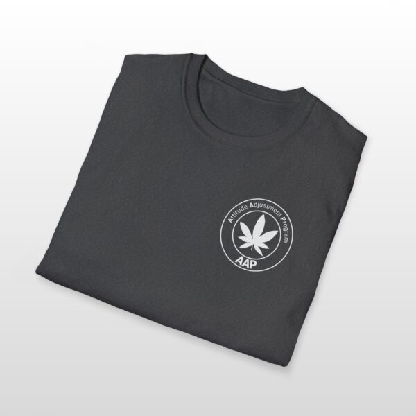 attitude adjustment program aap white pocket badge 420 tee