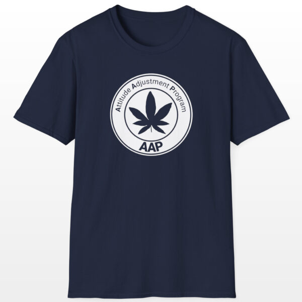 attitude adjustment program clear white badge 420 tee