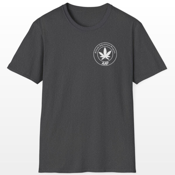 attitude adjustment program aap white pocket badge 420 tee