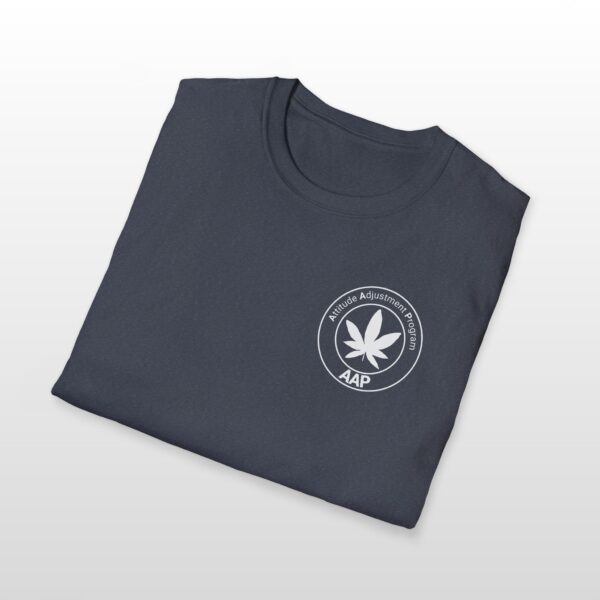 attitude adjustment program aap white pocket badge 420 tee