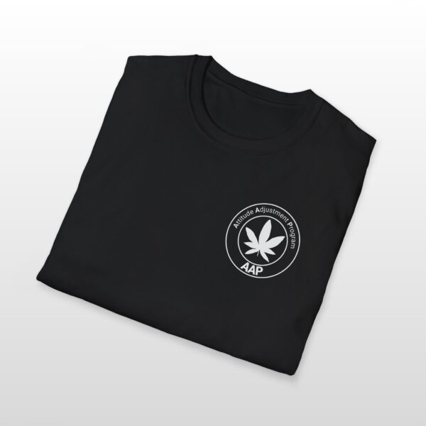 attitude adjustment program aap white pocket badge 420 tee