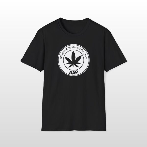 attitude adjustment program clear white badge 420 tee