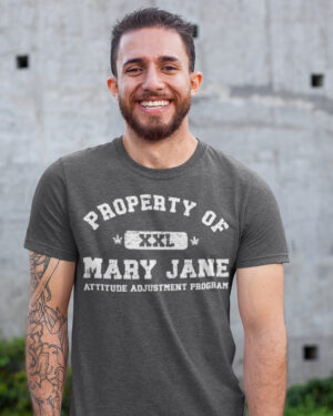 aap property of mary jane attitude adjustment program 420 tee darkheather male model 1x1